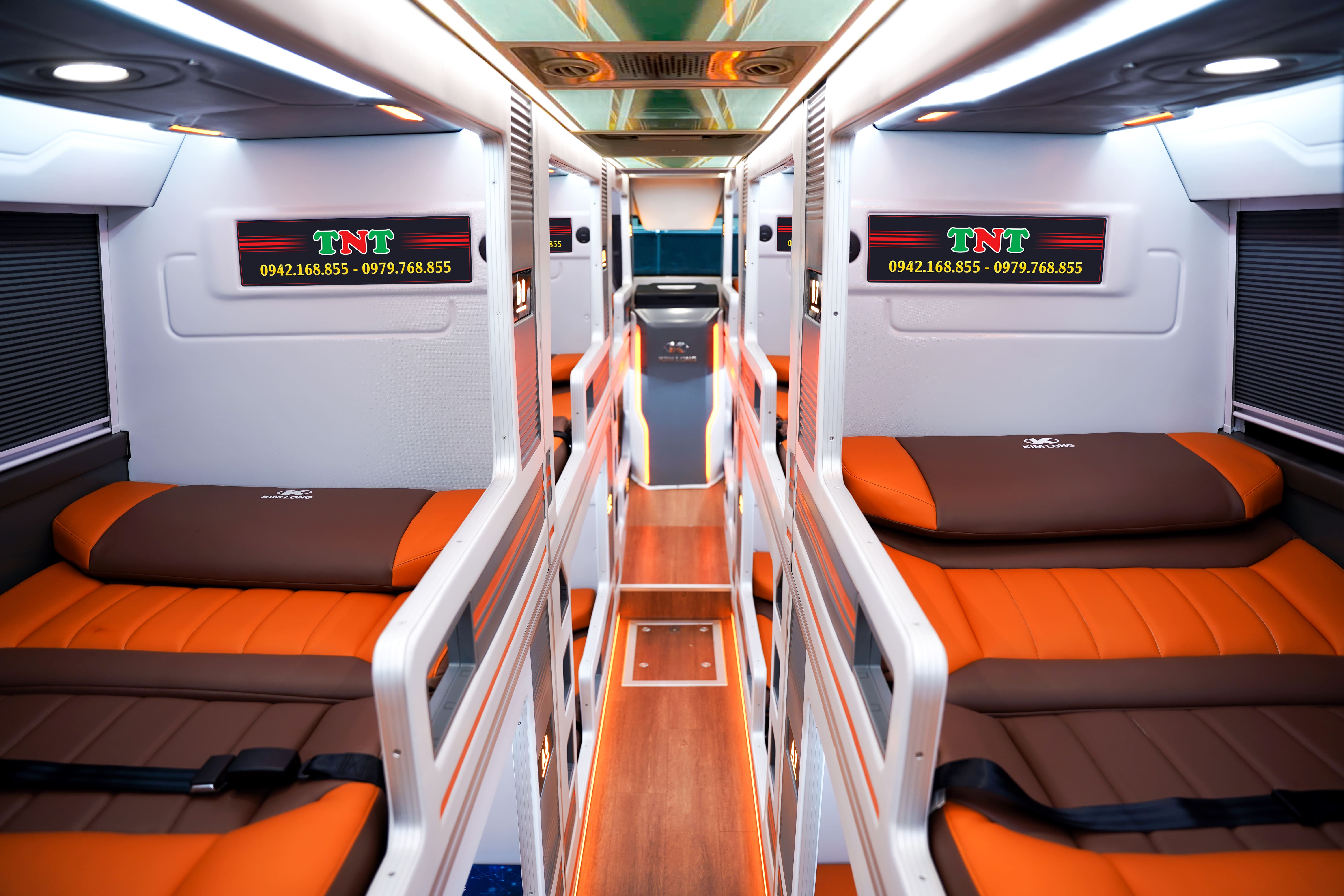 Luxurious and modern interior of the 24-seat KIMLONG 99 sleeper bus