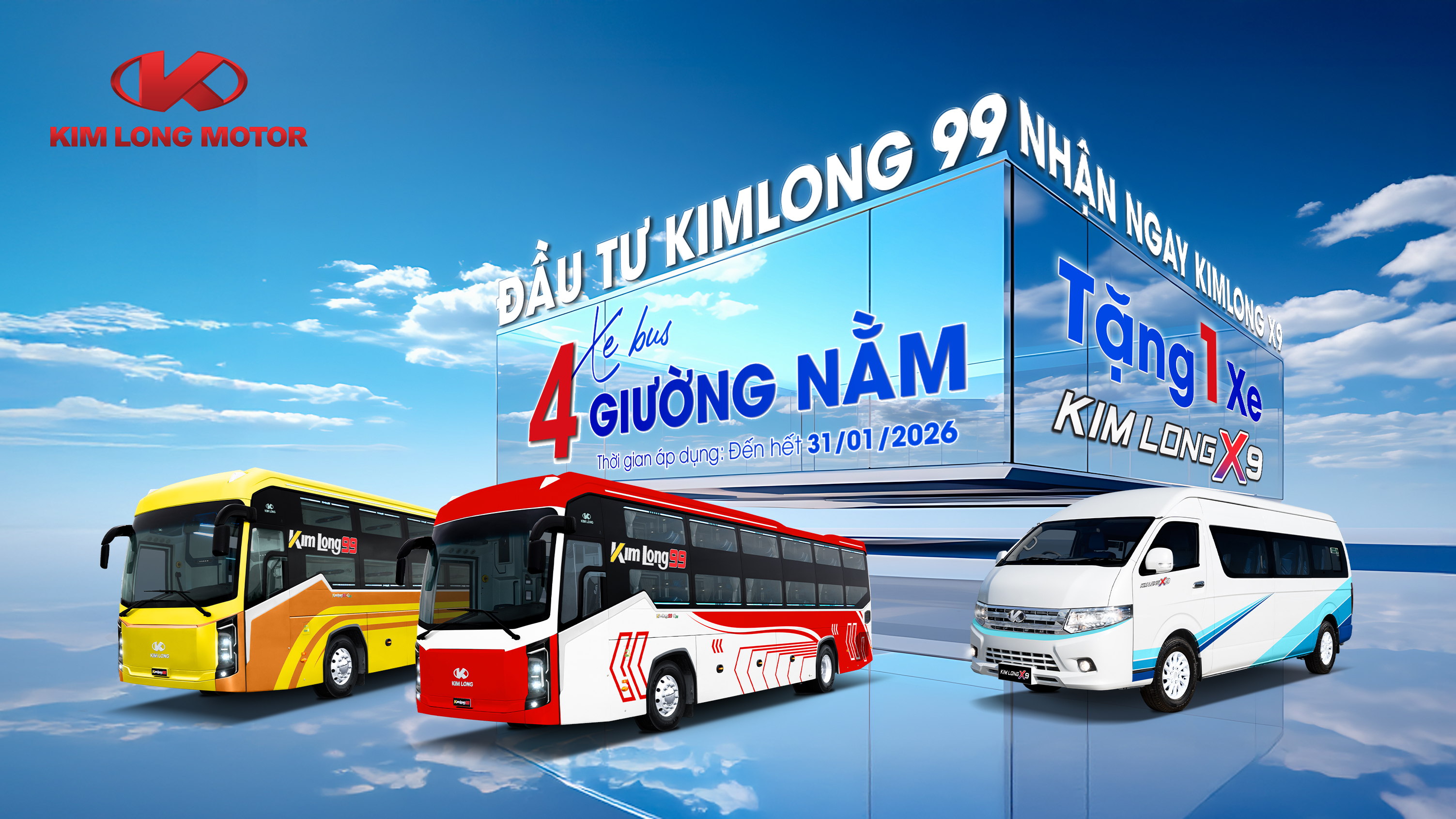 KIM LONG MOTOR TIẾP TỤC TRIỂN KHAI CHÍNH SÁCH ƯU ĐÃI “ĐẦU TƯ KIMLONG 99 - NHẬN NGAY KIMLONG X9” ĐẾN HẾT NGÀY 31/01/2026