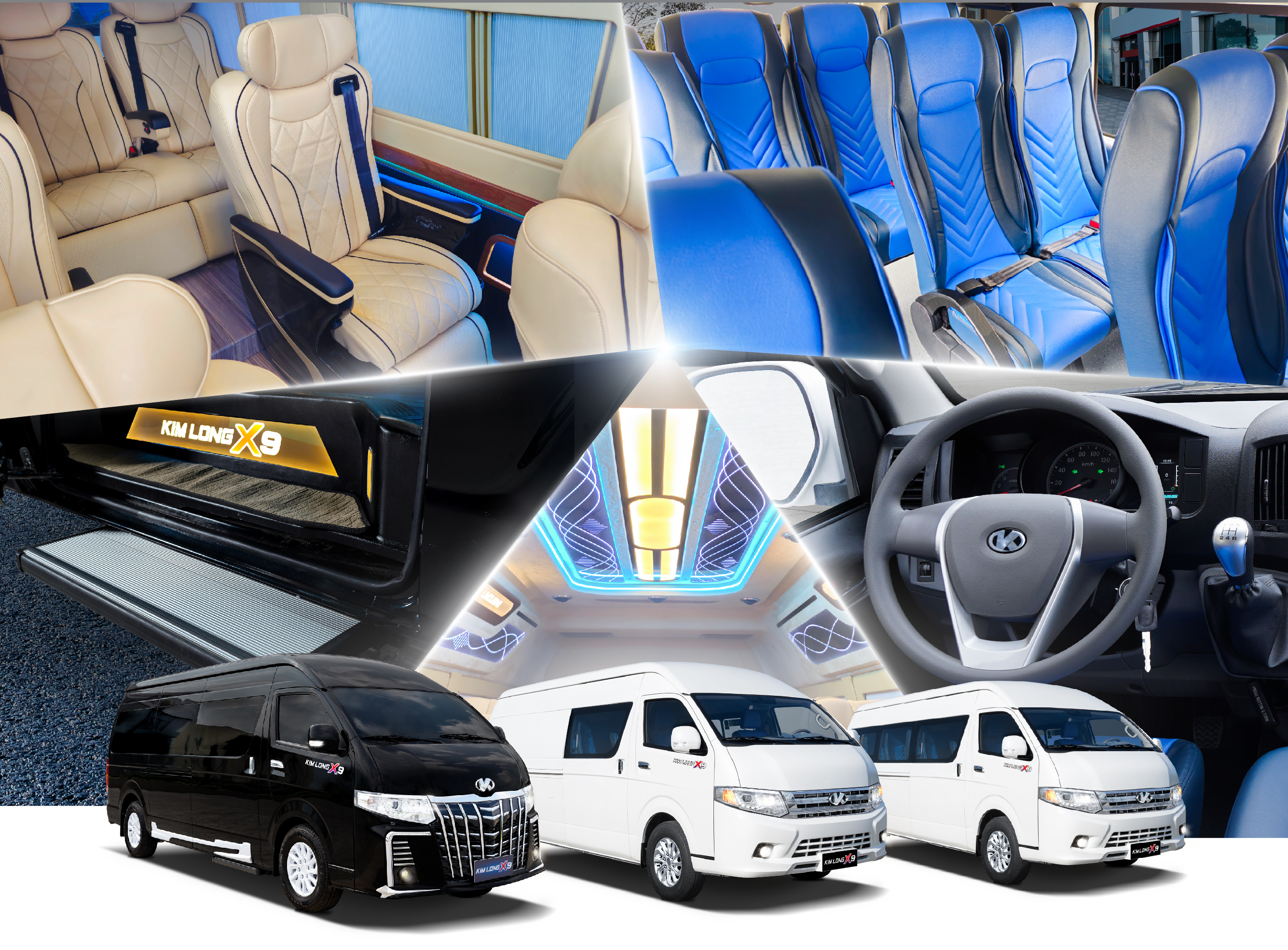 Minibus KIMLONG X9 sở hữu nhiều phiên bản cùng tuỳ chỉnh nội thất phù hợp